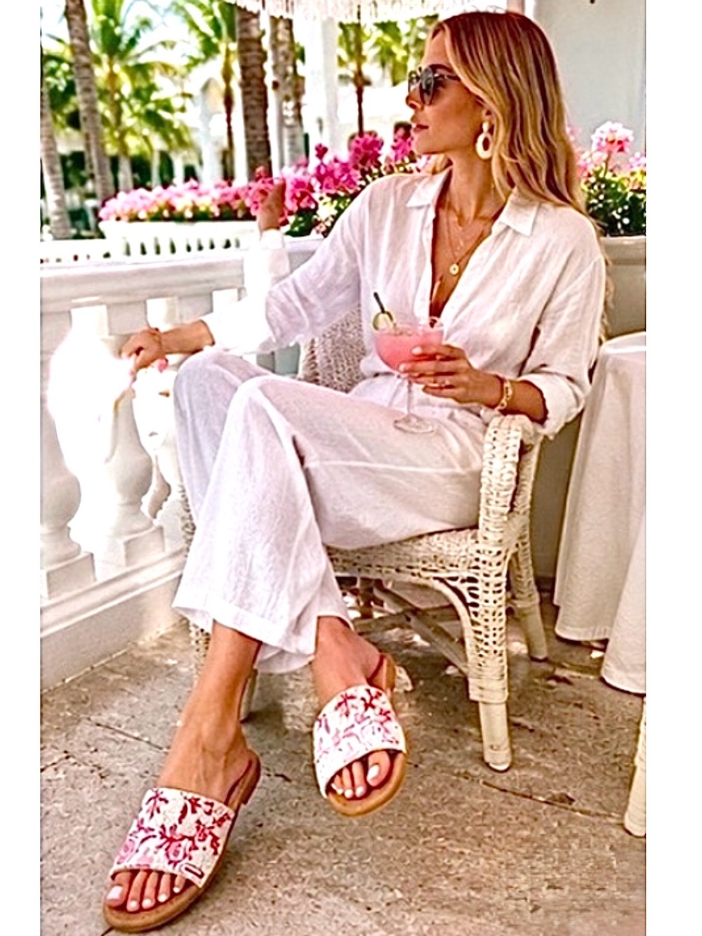 Caroline Constas Beaded Slide Sandals Pink
White Resort Coastal Chic 7.5 NWT